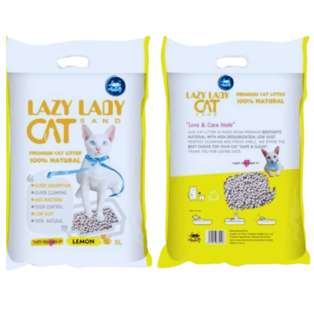 Lazy Lady Premium Bentonite Cat Litter Lemon 4.5L