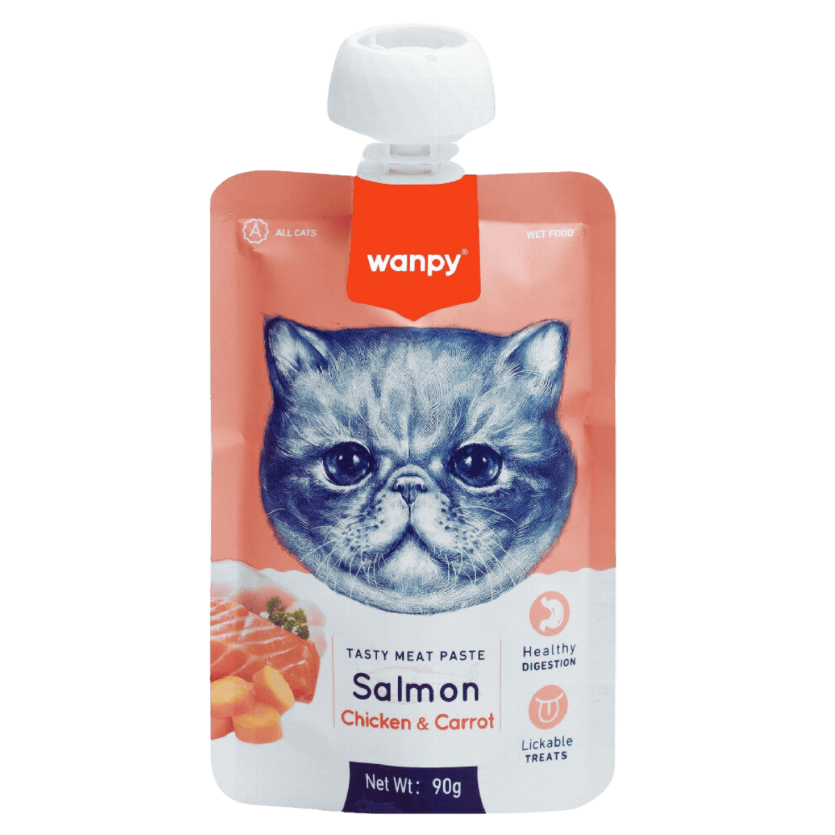 Wanpy Cat Pouch Tasty Meat Paste With Seafood and Chicken and Carrot 90gm